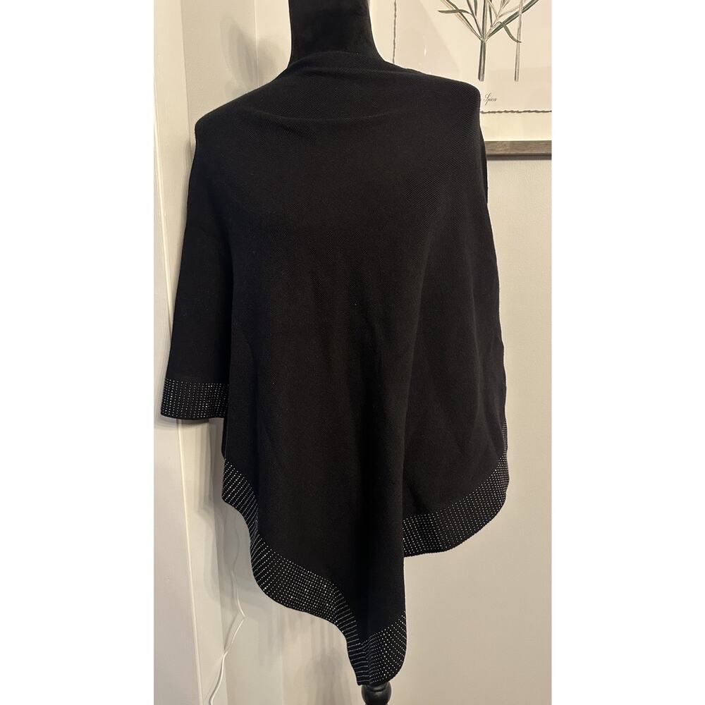 Le Moda Cape Poncho One Size Black Jewel Trim Winter Luxe Classic Capsule NEW